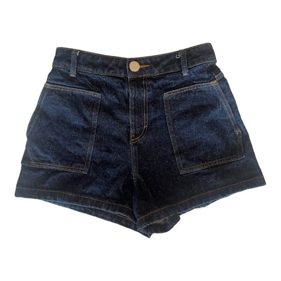 Zara 90s Dark Wash High Waisted Denim Shorts - Picture 2 of 7